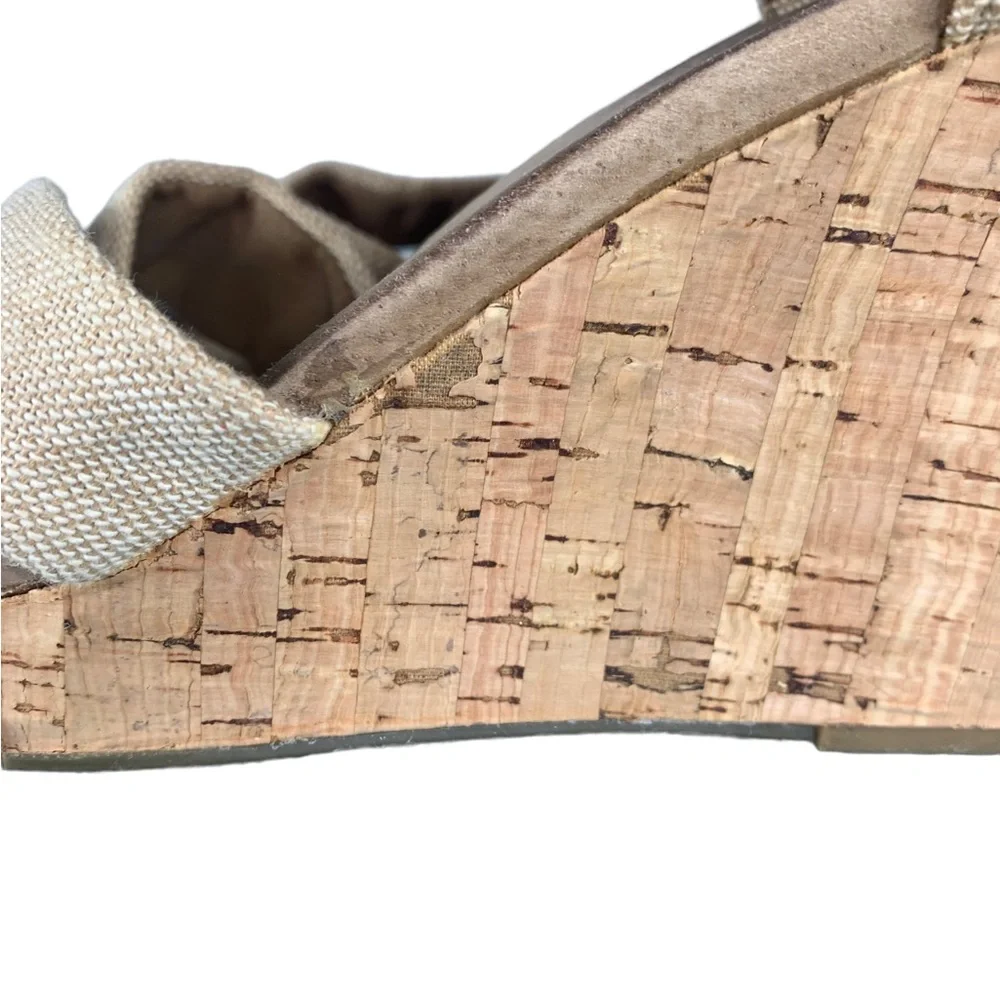 TOMS. Sienna Burlap Cork Wedge Platform Sandals - Size 9
